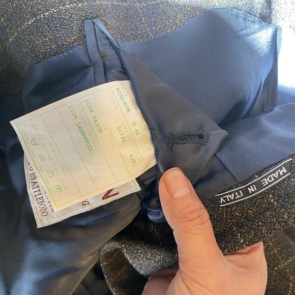 Vinceli Men Blazer Sport Coat Casual Jacket Sz 44R Wool Brown Blue Check Formal - Picture 4 of 10